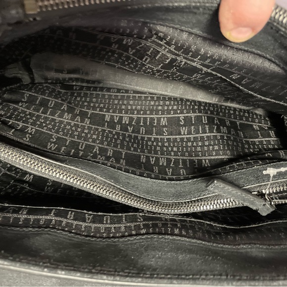 STUART WEITZMAN   LEATHER SATCHEL    Black Black/gray/gold colored hardware. - Picture 7 of 13